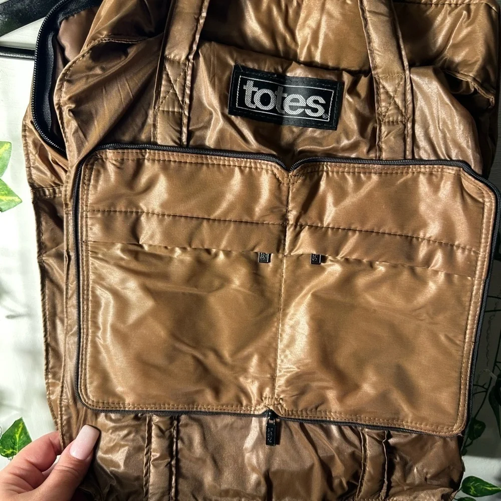 Totes Brown Backpack Quilted Durable Design
